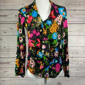 Anthro Tylho floral button front top XS